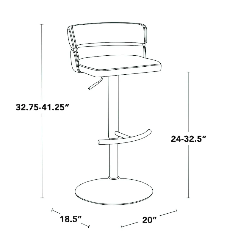 Adjustable Bar Stools with Rounded T Footrest Set of 2