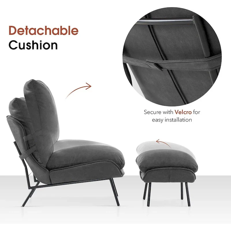 Leathaire Fabric Accent Chair with Ottoman