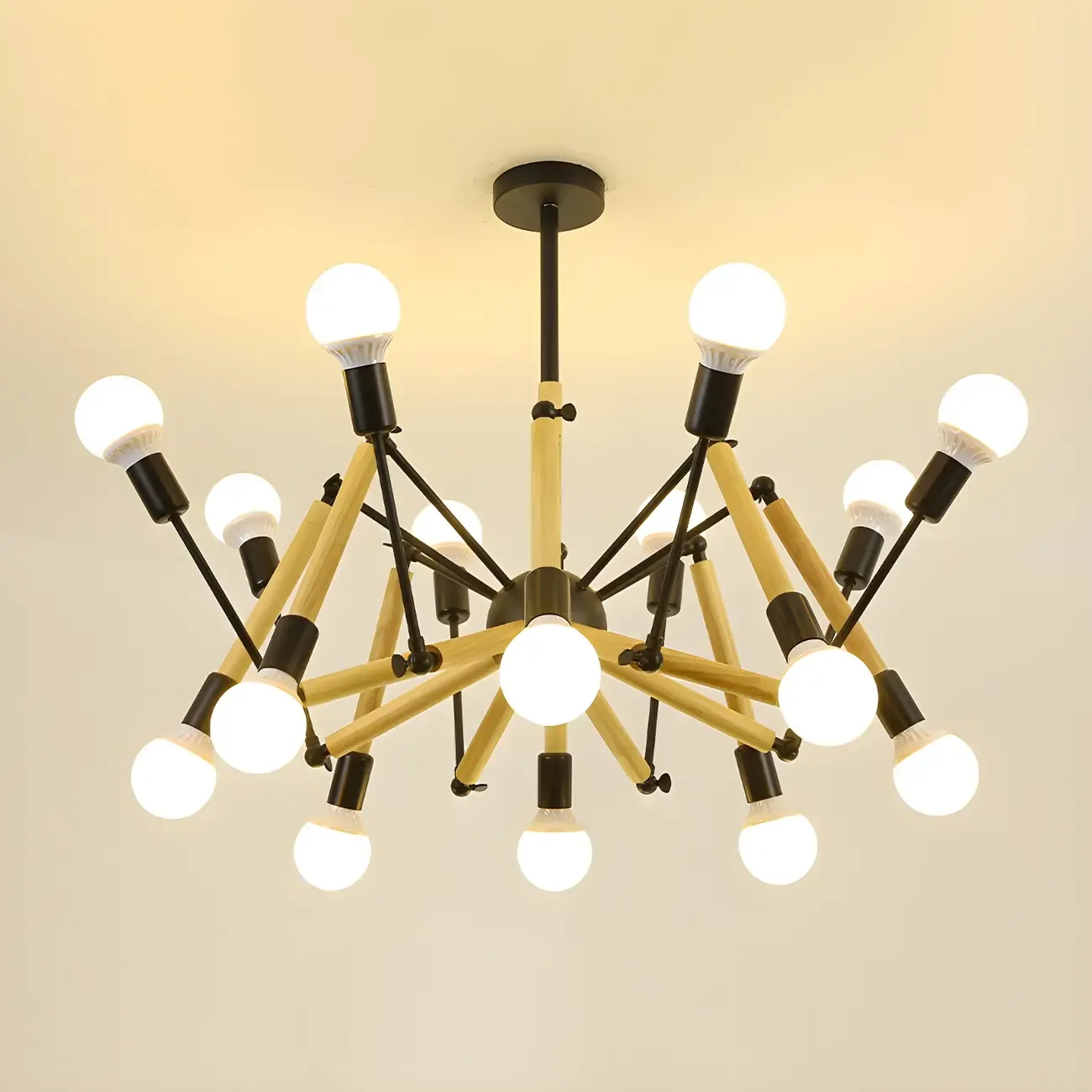 Modern Multi-Light Metal Adjustable Downrod Sputnik Chandelier