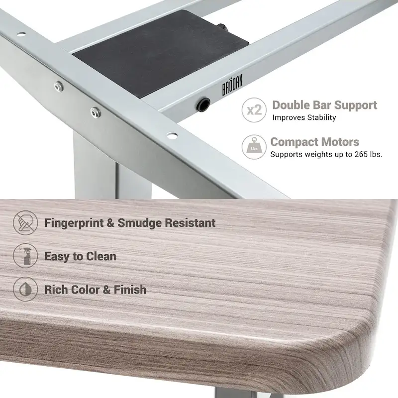 BRODAN Electric Standing Desk, Adjustable Height Office Desk, L Shape