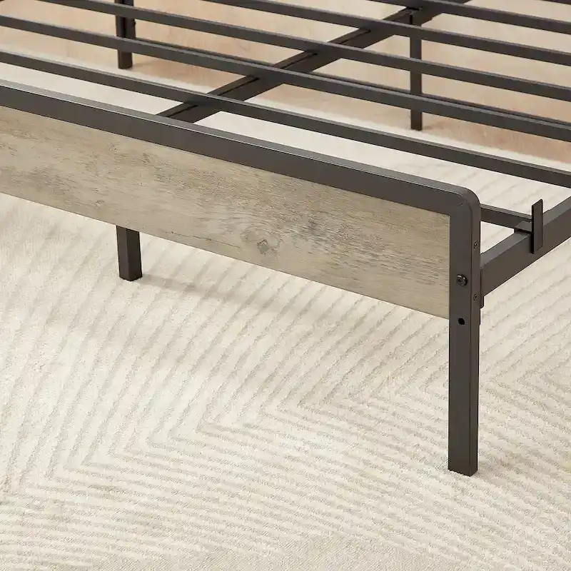 Grey & Queen Bed with Charging Station