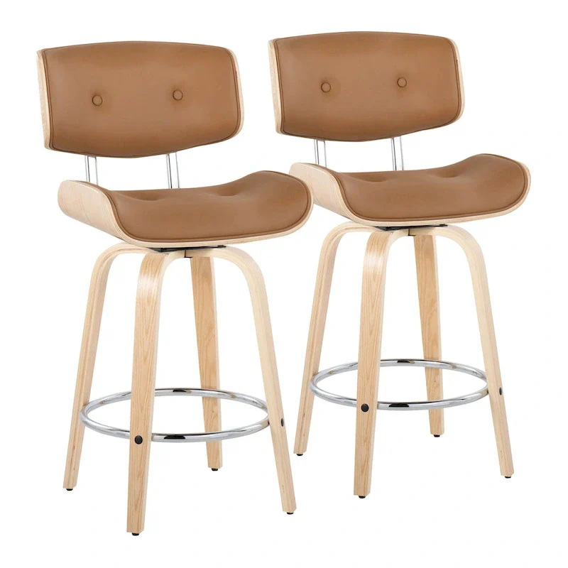 Leksand 26 Fixed-Height Counter Stool with Bent Wood Legs (Set of 2)