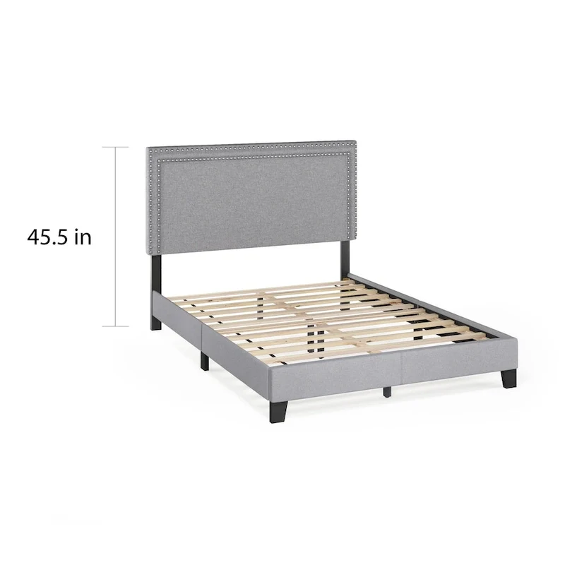 Furinno Laval Double Row Nailhead Bed Frame