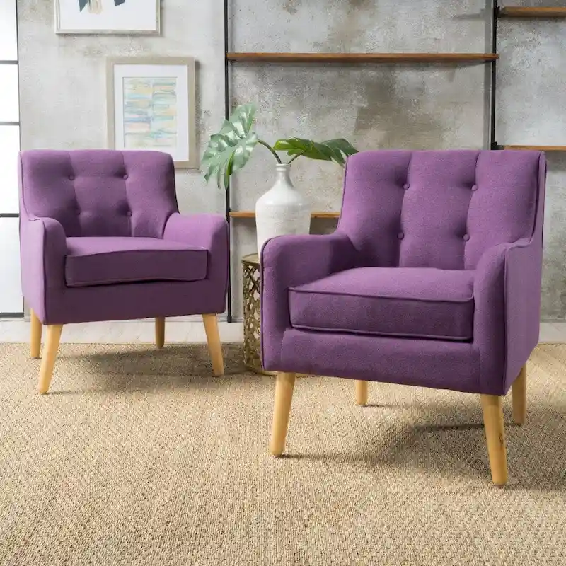 Felicity Mid-Century Modern Fabric Tufted Arm Chair (Set of 2) by Christopher Knight Home