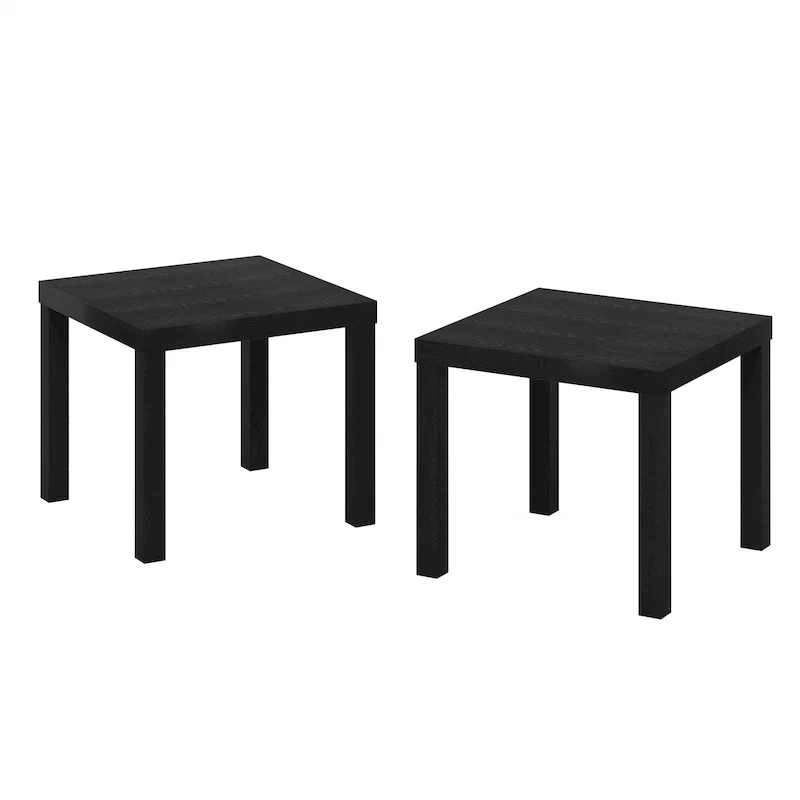 Classic Homey Square Side Table, Set of 2, Black