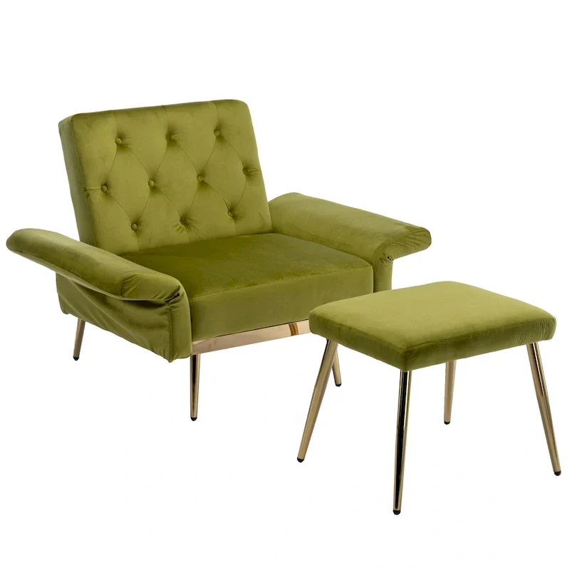 Olive Green 32.28 Tufted Accent Chair with Ottoman