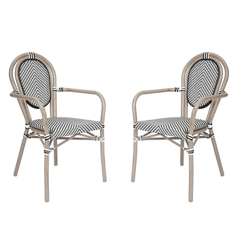 2 Pack All-Weather Commercial Paris Chairs with Arms and metal Frames - N/A