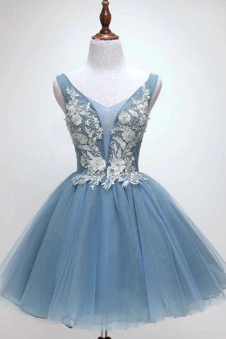 Princess Tulle Appliqued Homecoming Dress