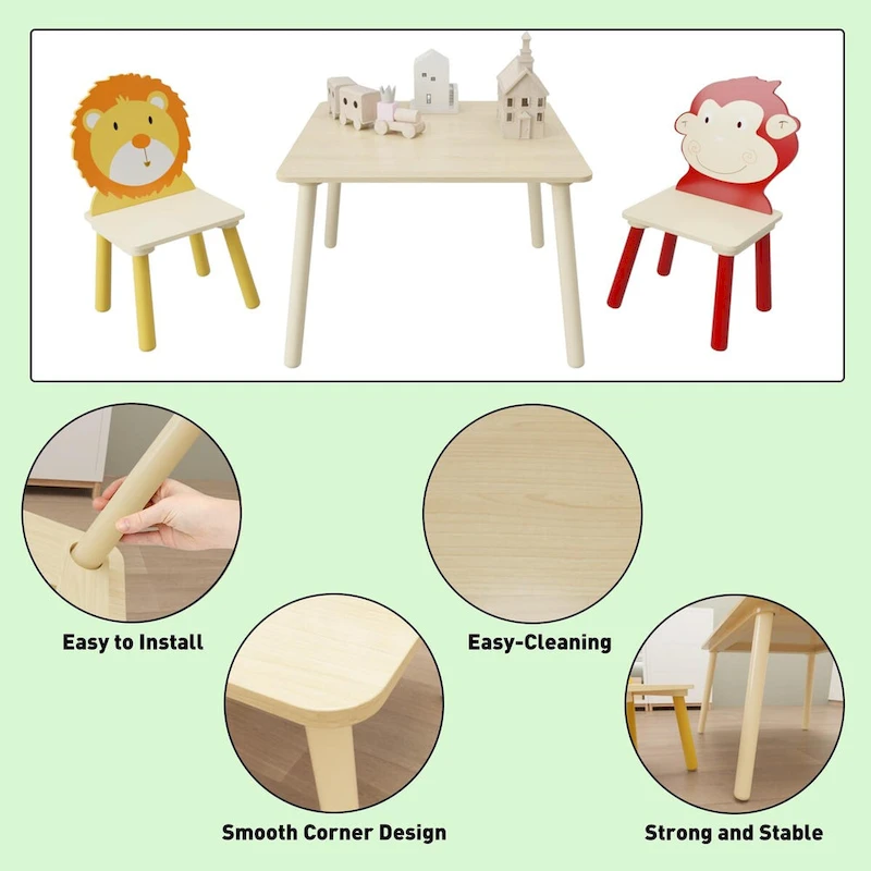 3 Pieces Toddler Table and Chair Set