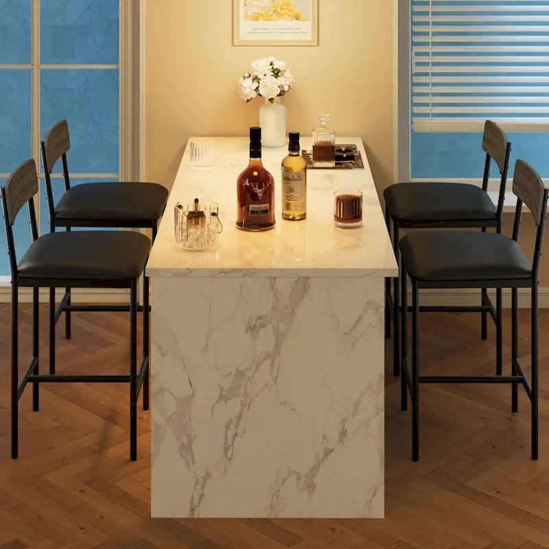 Bar Stools Set of 4, Kitchen Bar Stools with Footrest