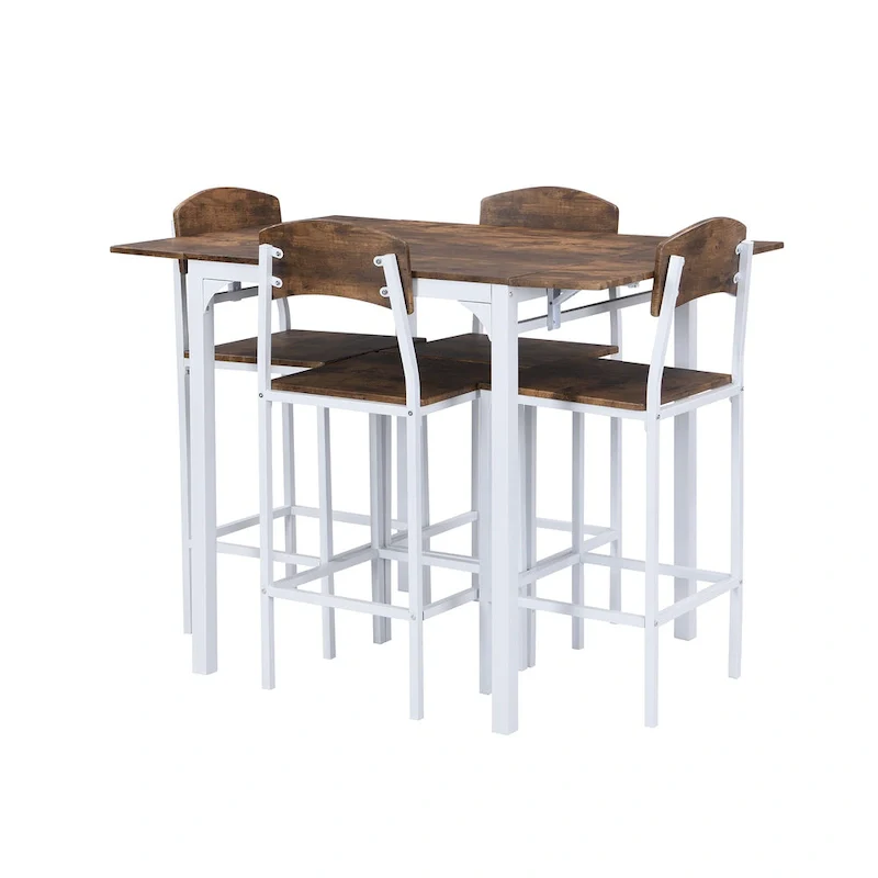 5-Piece Counter Height Dining Set with Drop Leaf Table 39.4