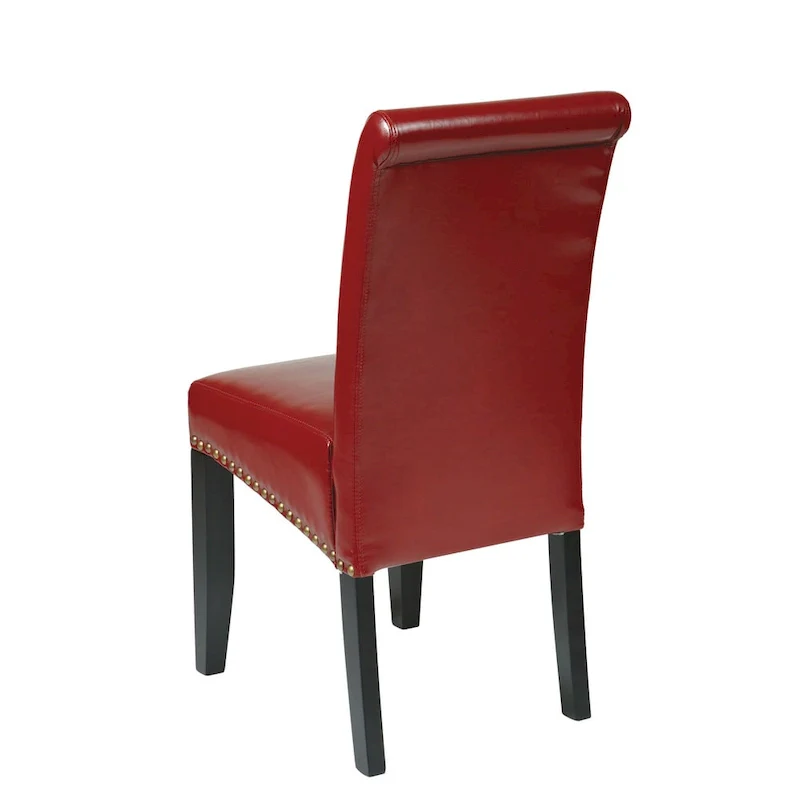 Brown Faux Leather Parsons Dining Chair with Nailhead Trim, 1-Person