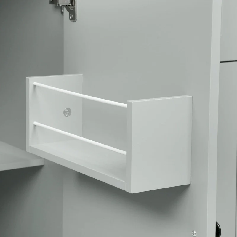 53.9 Width Rolling Kitchen Island with Drop Leaf and 3 Tier Pull Out Cabinet