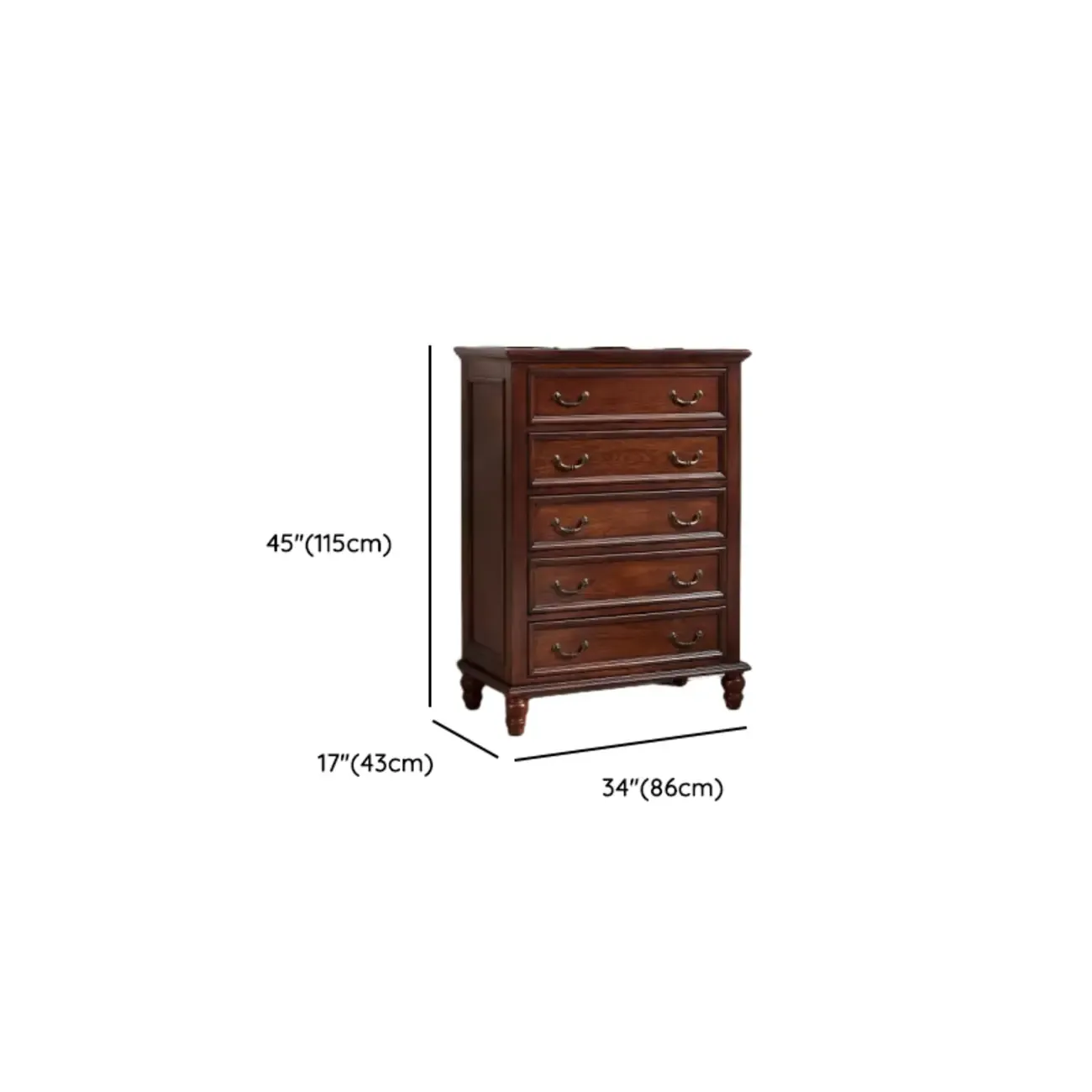 Traditional Brown Bronze Handle Wood 7-Drawer Dresser