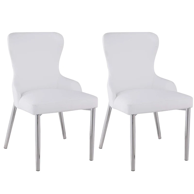 Somette Ema White Wing Back Side Chair (Set of 2)