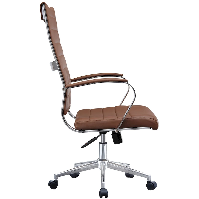 Modern Ergonomic Office Chair: Mid Back, PU Leather, Arms, Tilt, Adjustable Height, Wheels, Swivel