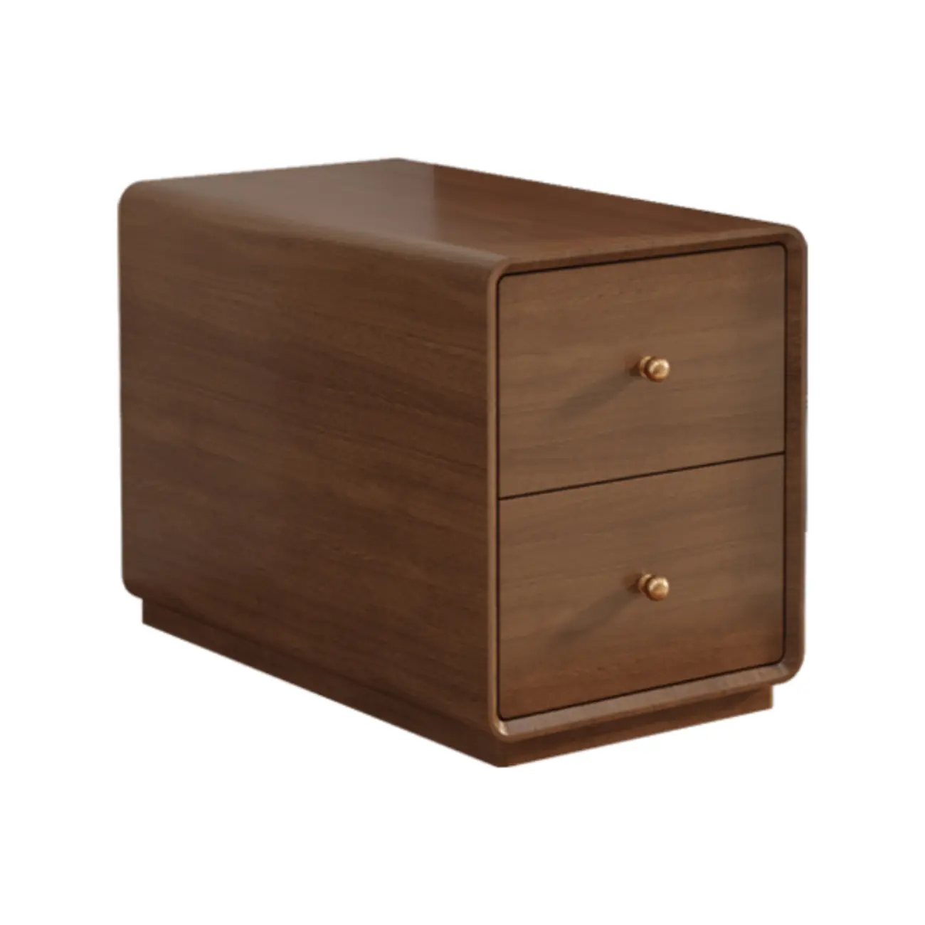 Narrow Rectangle Walnut Wood Side Table with Drawers