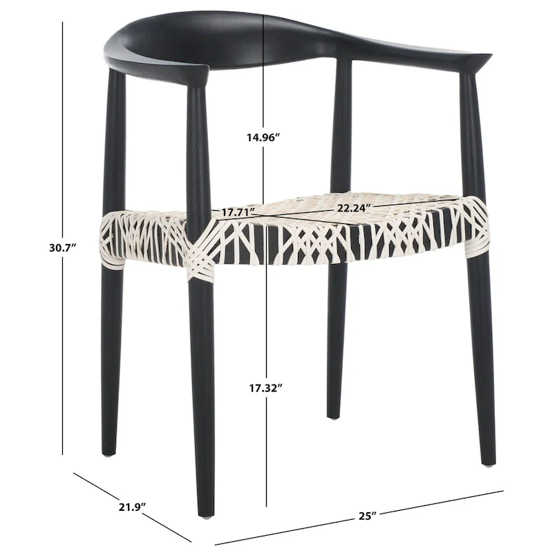 SAFAVIEH Trix Bandelier Black Dining Arm Chair - 24.8 x 18.9 x 30.7 - 25W x 19D x 31H