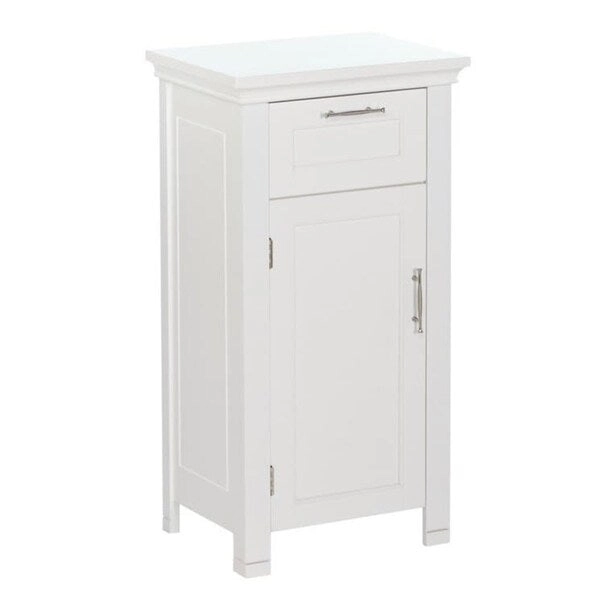 RiverRidge Somerset Single Door Bathroom and Laundry Storage Cabinet with Drawer and Adjustable Shelf - White