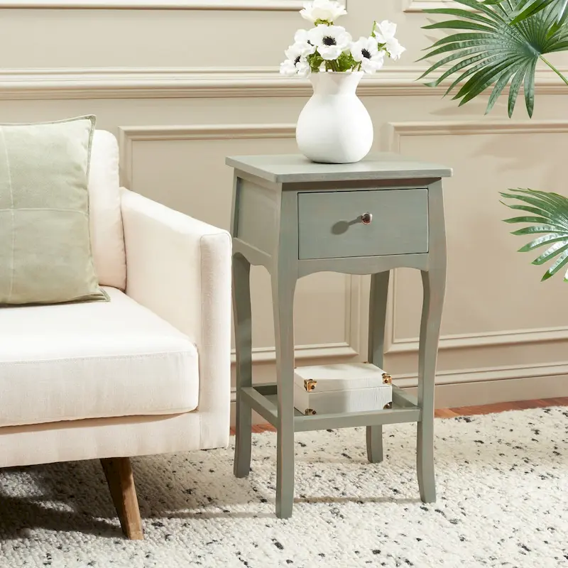Honey Natural / Vintage Cream / Ash Grey French-Style End Table – Single or Pair
