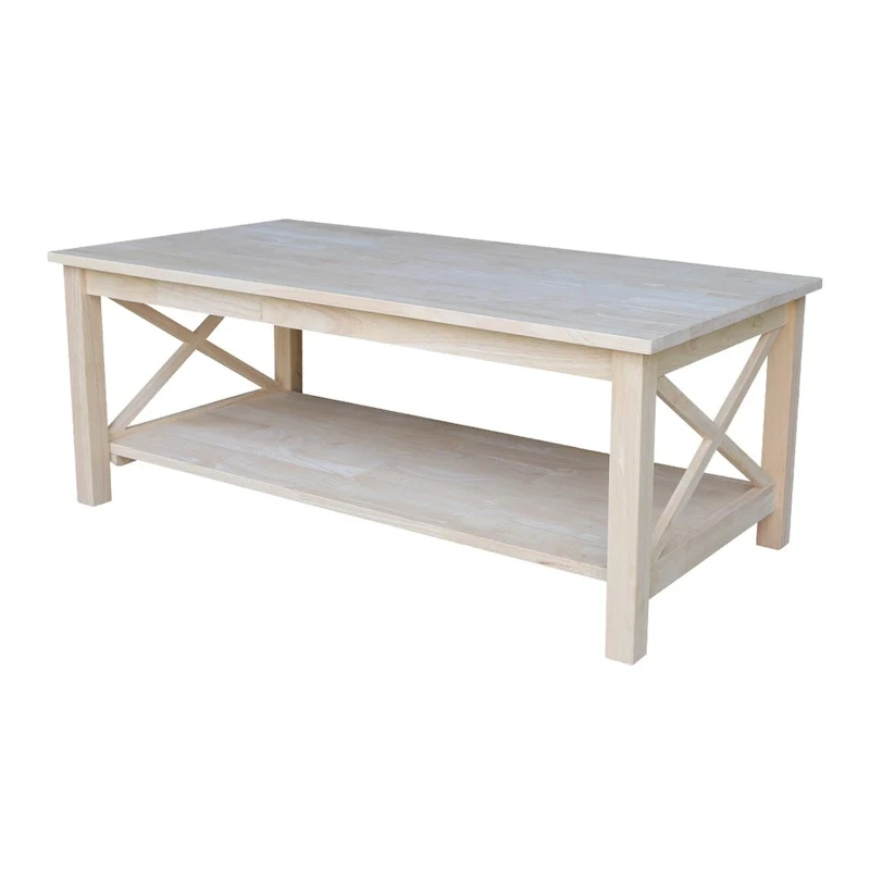 Solid Hardwood Coffee Table - Unfinished, White, Washed Gray Taupe, Espresso - Multi-Person Use
