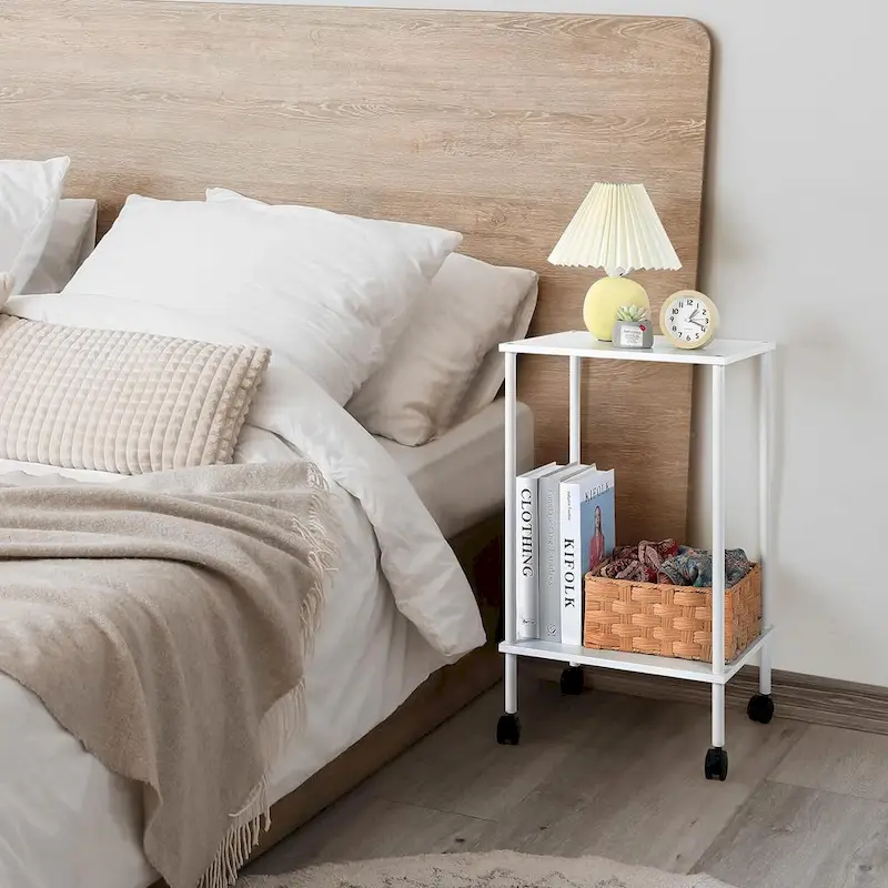 2-Tier Side Table with Wheels