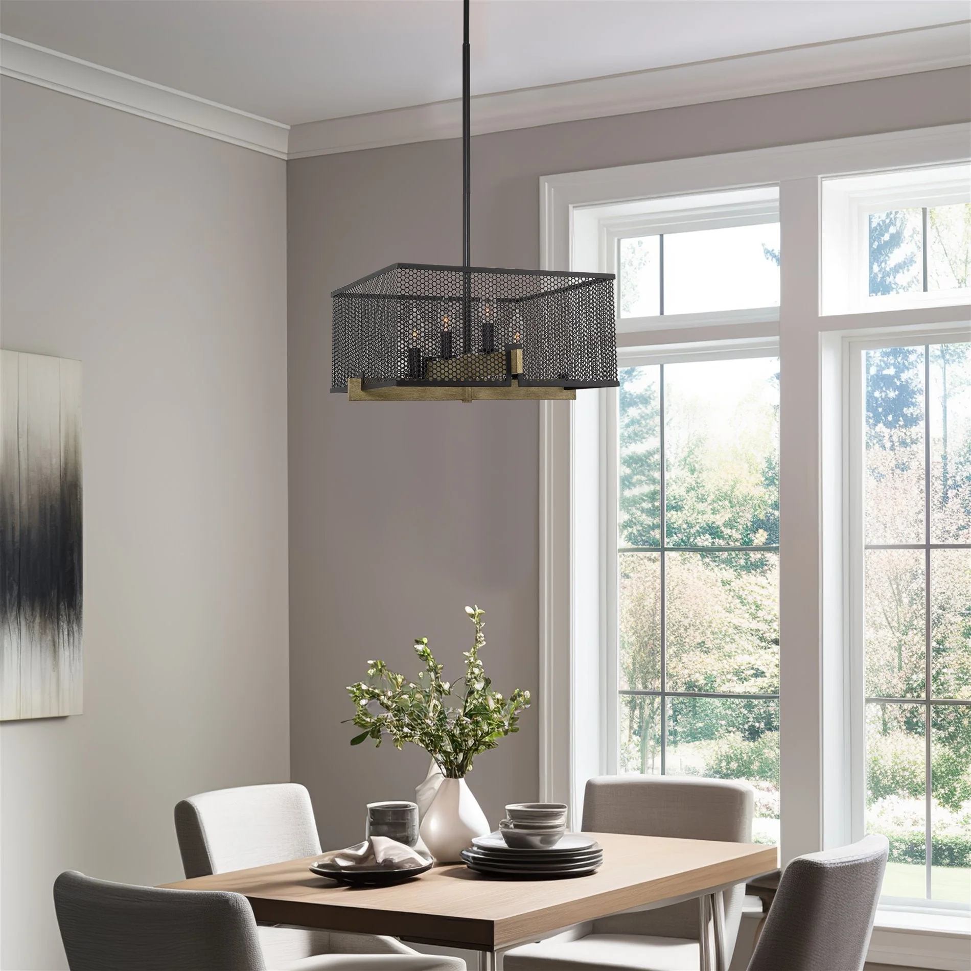 Channing 28 Modern 4-Light Industrial Farmhouse Pendant Light Chandelier