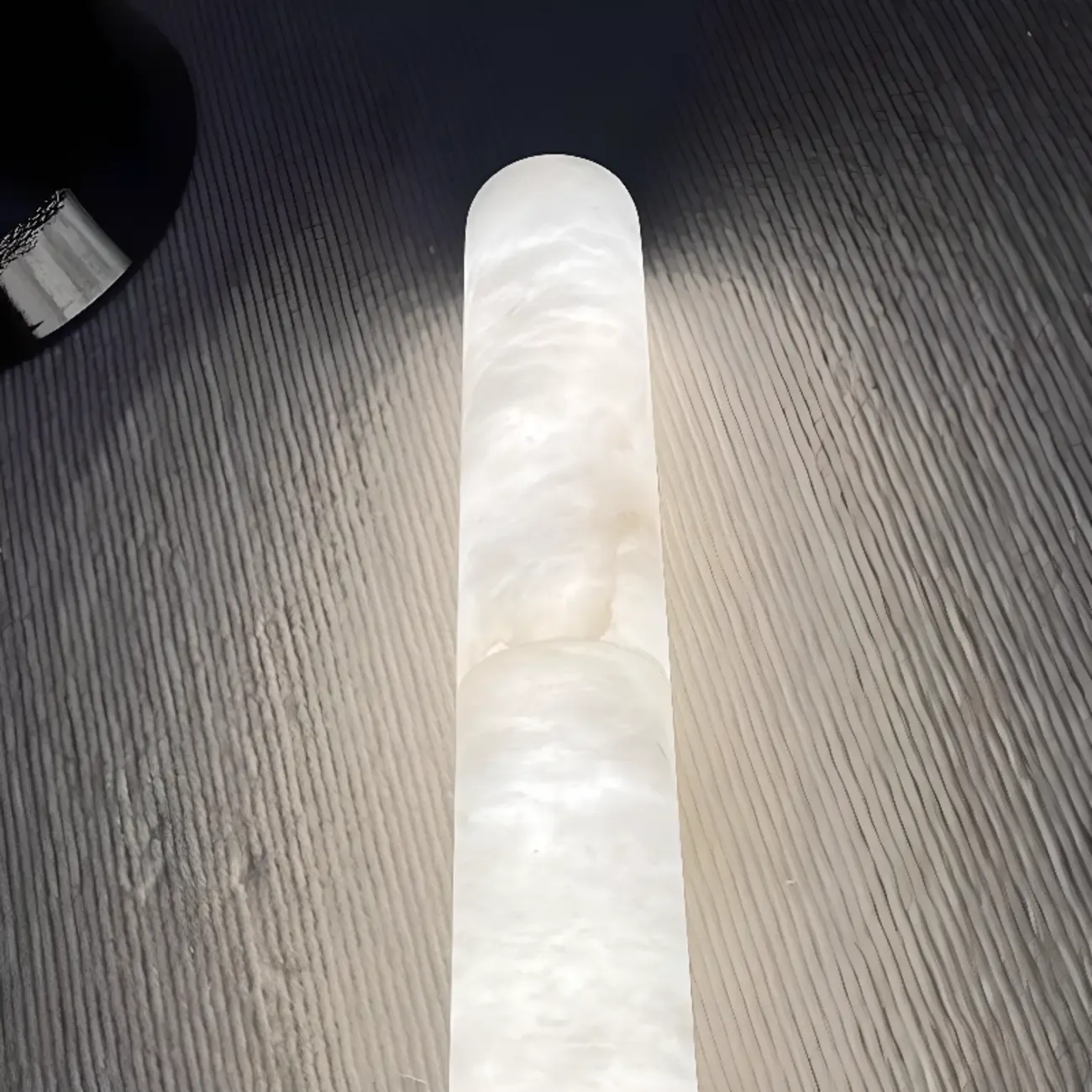 Modern Black Metal Alabaster Cylinder LED Pendant Light