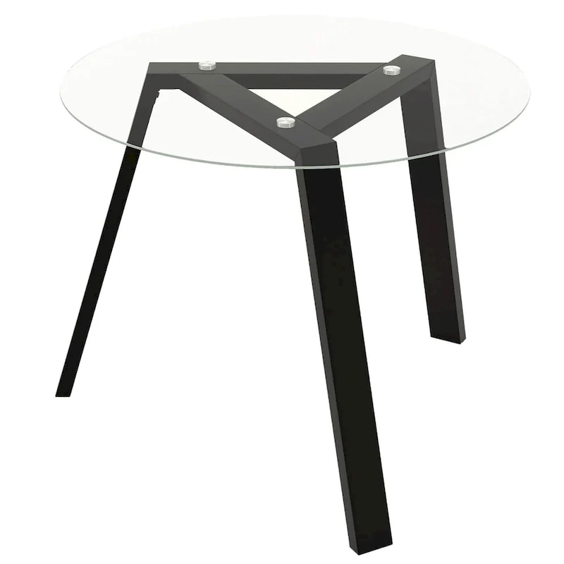 36 Round Glass Dining Table for 4 with Tempered Glass