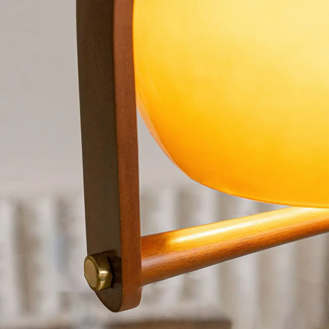 Coffee Glass Wood Dome Adjustable Pendant Light