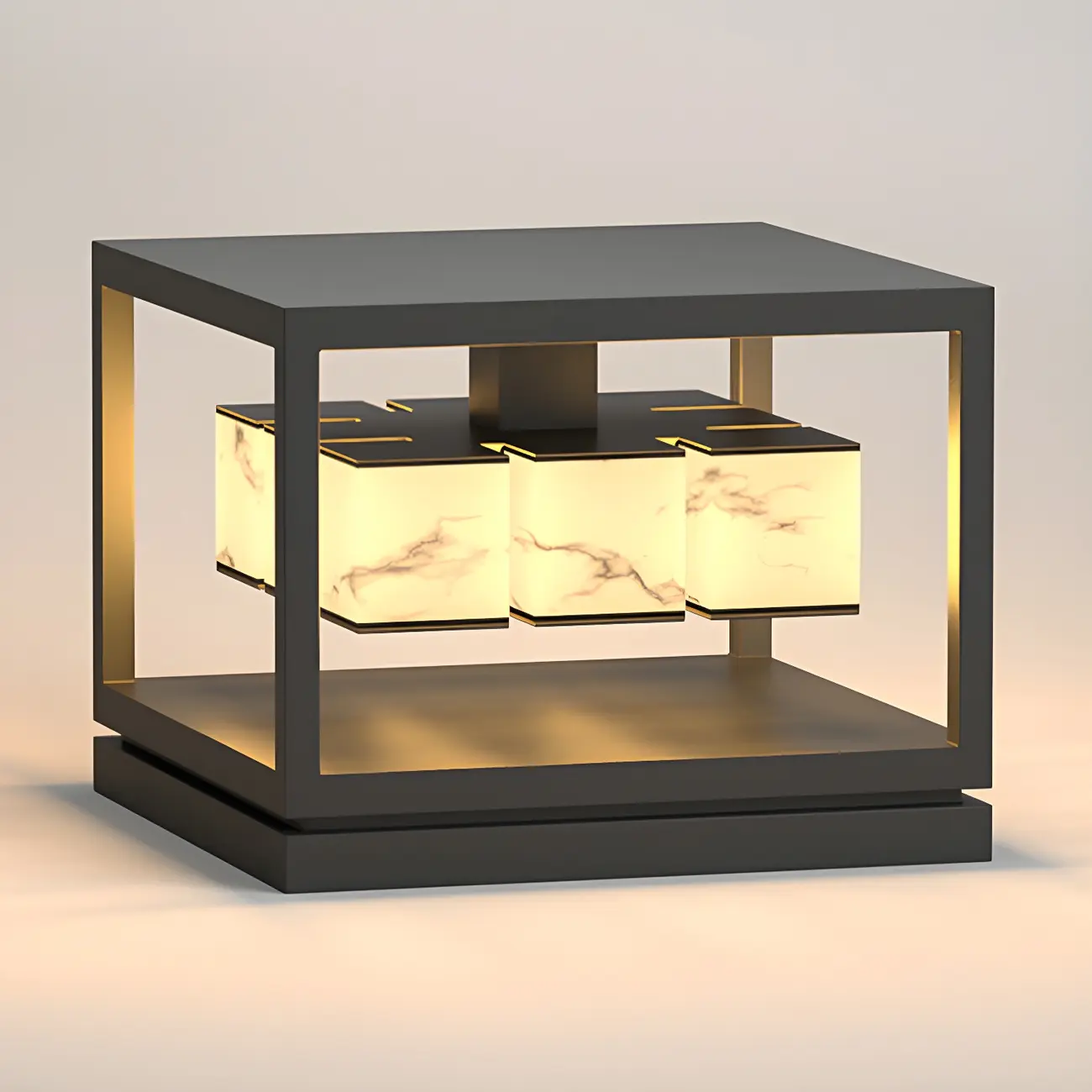 Modish Open Frame Layered Illuminant Post Cap Light