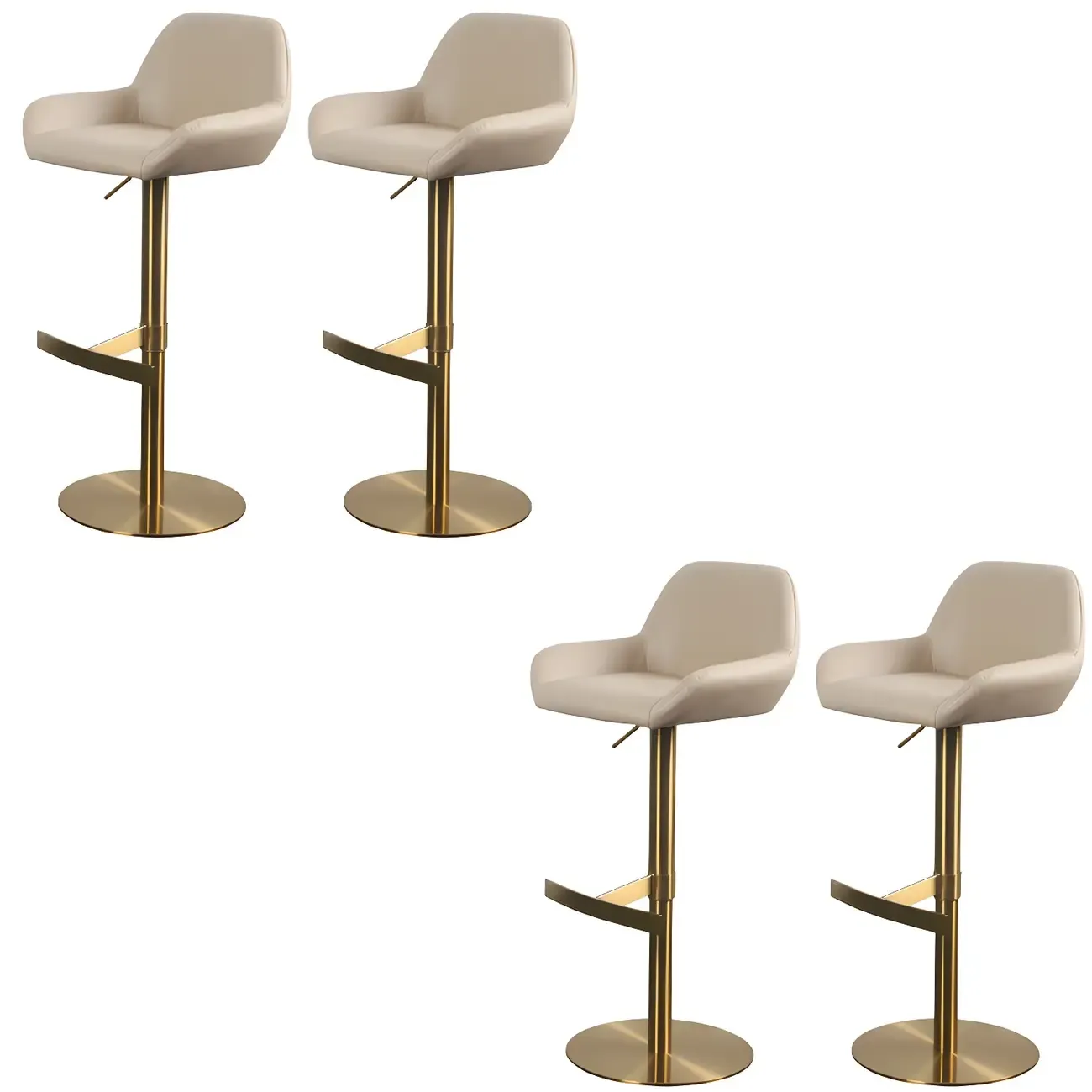 Glossy Metal Bucket Swivel Adjustable Bar Stools