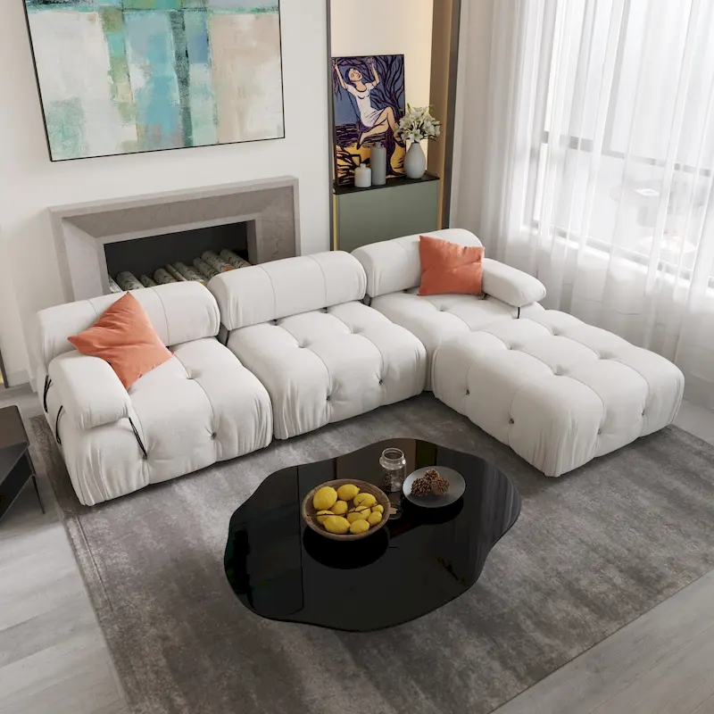L-shape Velvet Modern Sectional Sofa Soft Couch