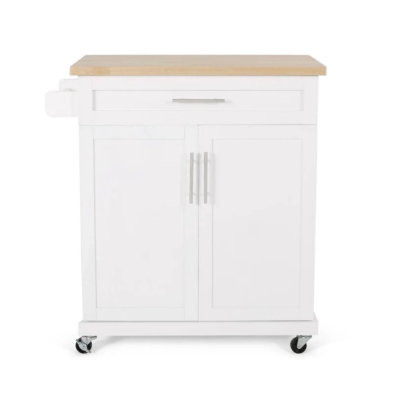 Contemporary Wood Kitchen Cart with Wheels Storage and Wheels by Christopher Knight Home