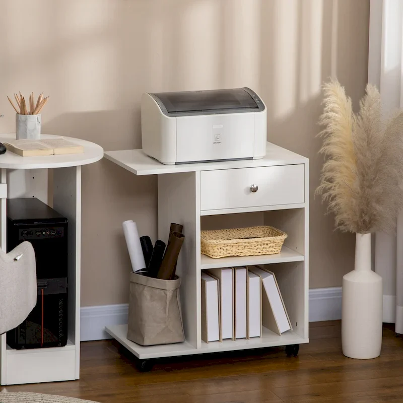 Rolling File Cabinet Cart,Mobile Printer Stand with Adjustable Shelf,Drawer and CPU Stand