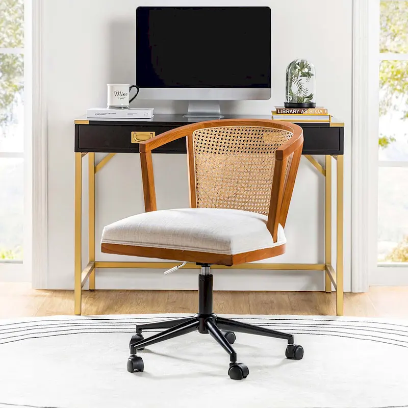 Modern Rattan Swivel Height Adjustment Office Chair