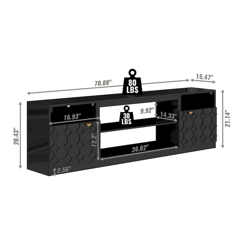 Clihome 70 High Gloss TV Stand