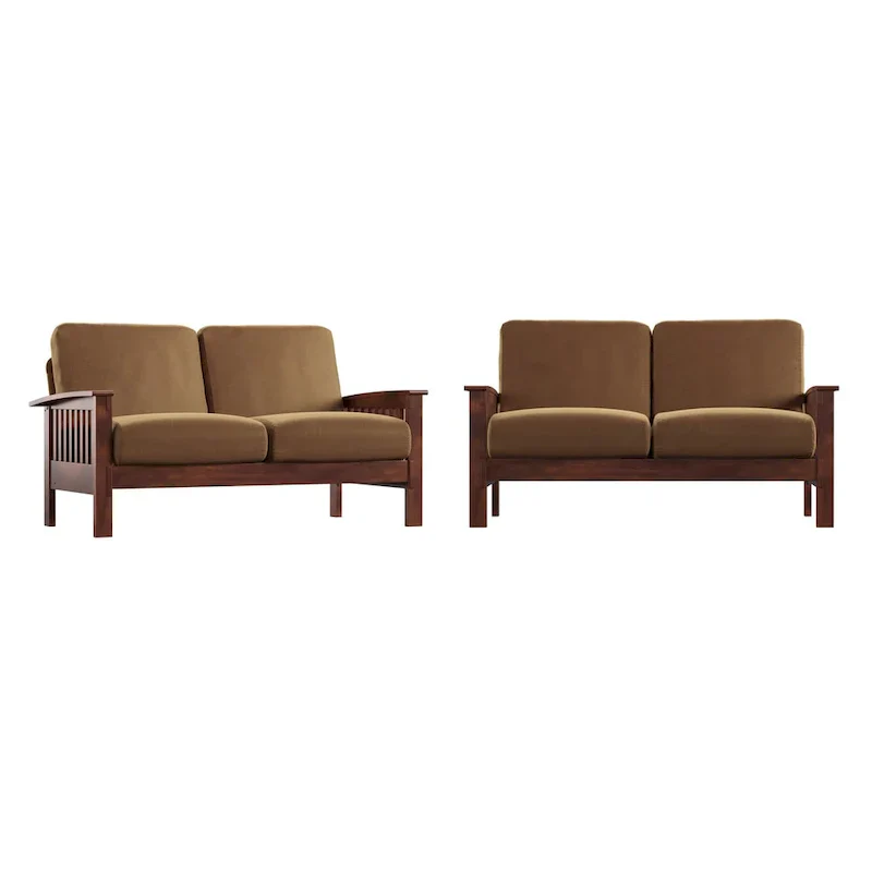Mission-Style Wood Loveseat - 2 Seater