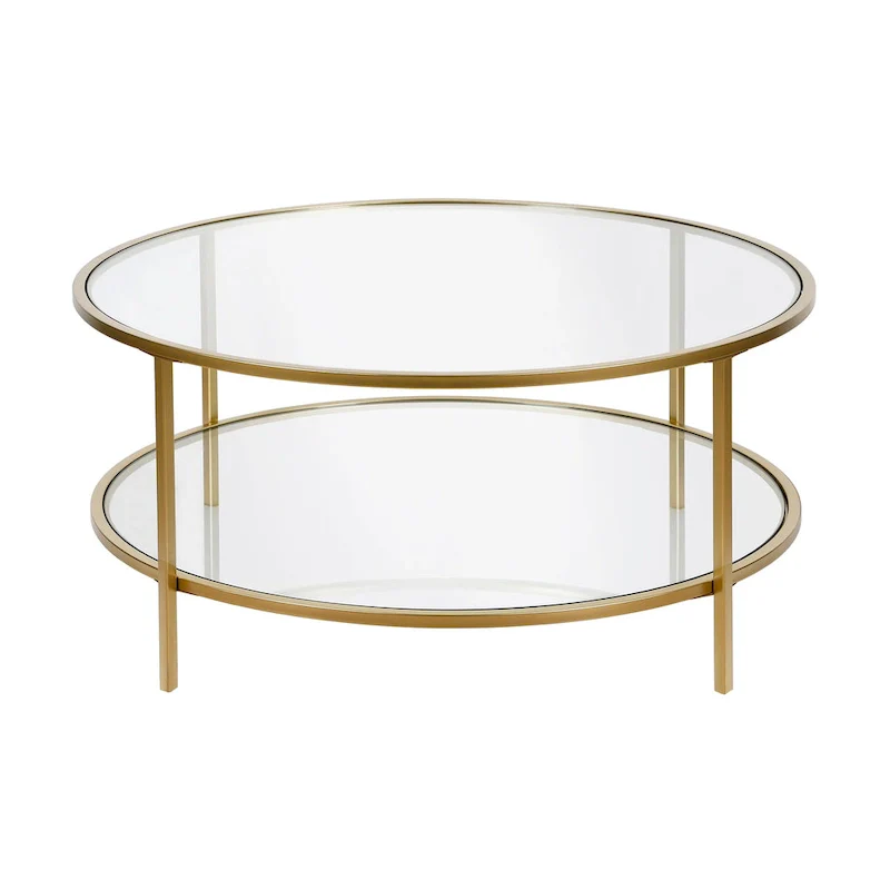 Sivil 36 Wide Round Coffee Table with Glass Top - 36 Wide