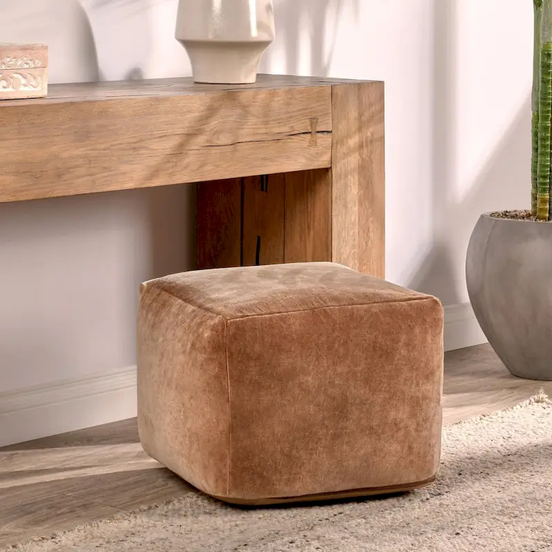 Villa by Classic Home Heirloom 18 Velvet Pouf