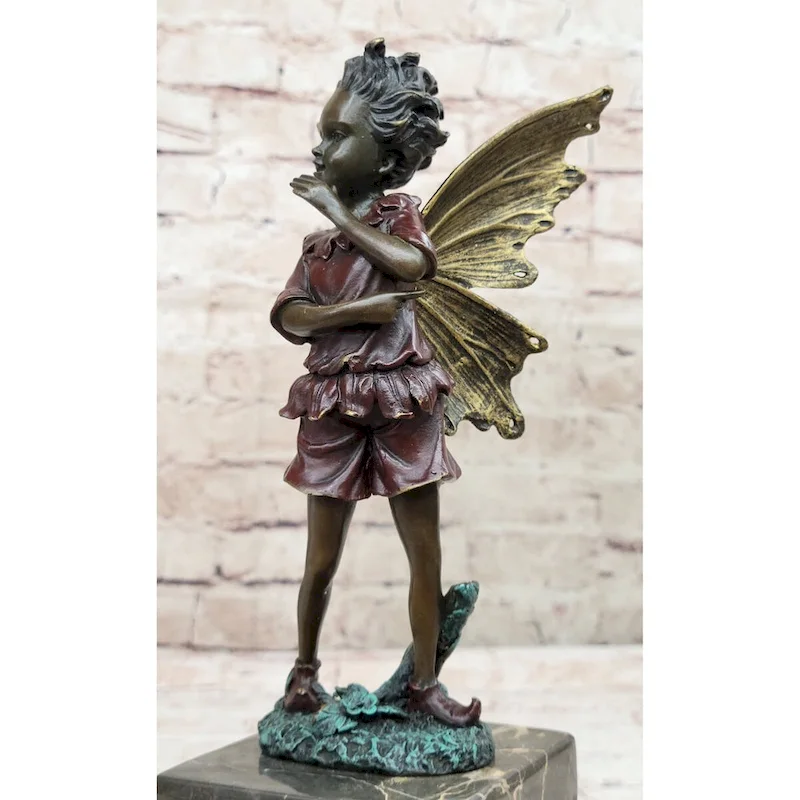 Very Beautifully Detailed Fairy Pure Hotcast Bronze Statue Signed No Reserve