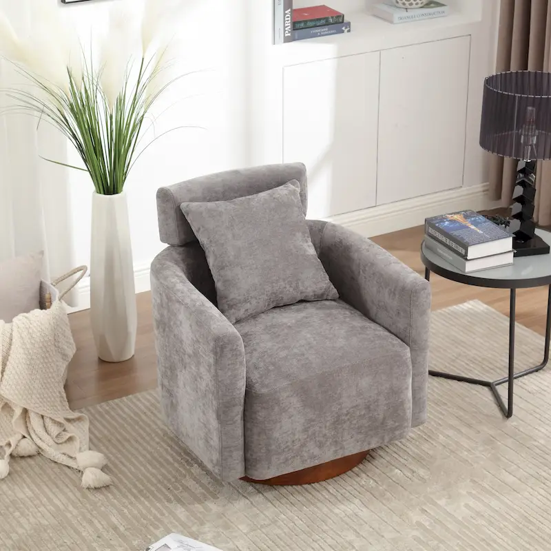 360 Degree Accent Swivel Chair,Chenille Upholstered Arm Chair