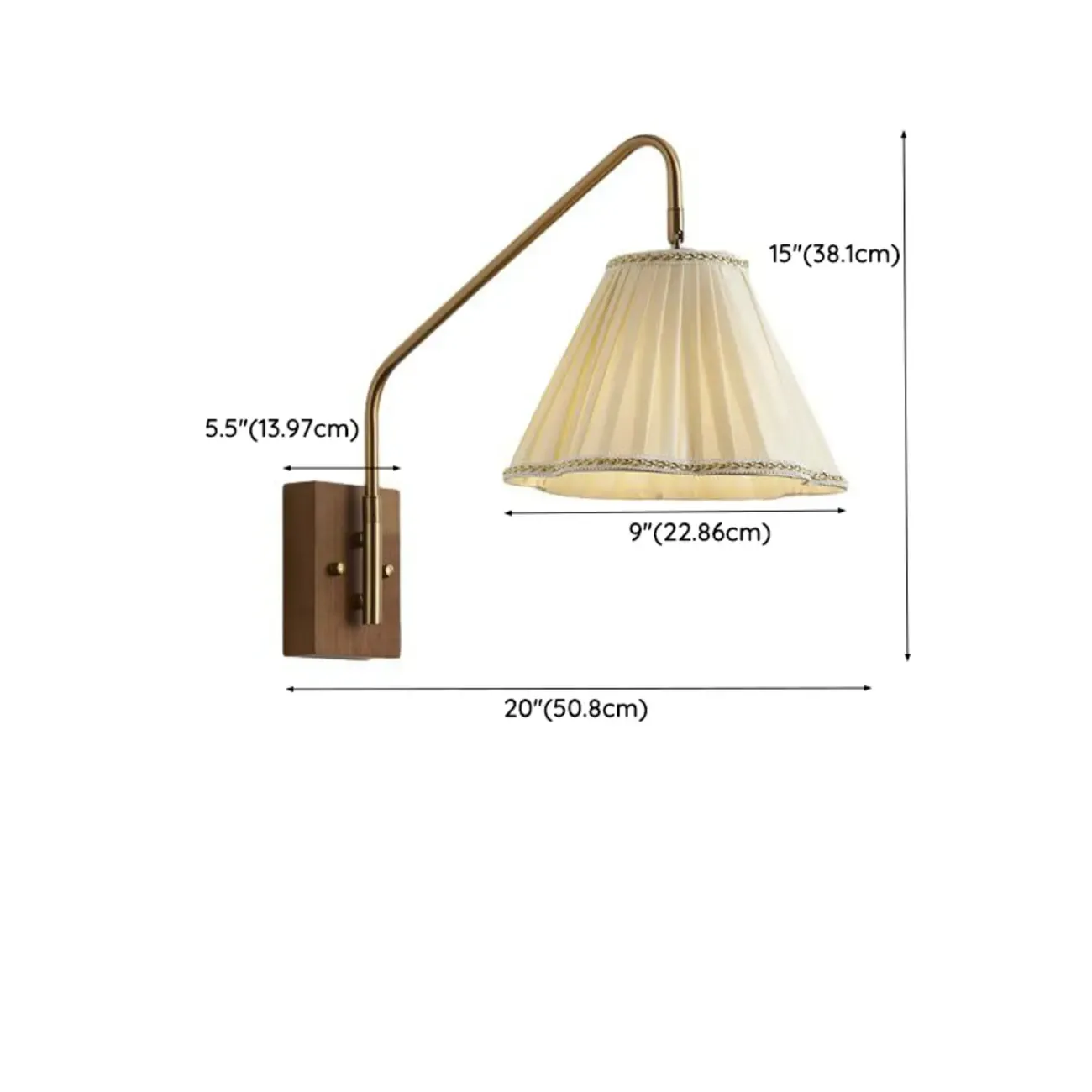 Modern Living Room Wall Light with Pleated Fabric Shade