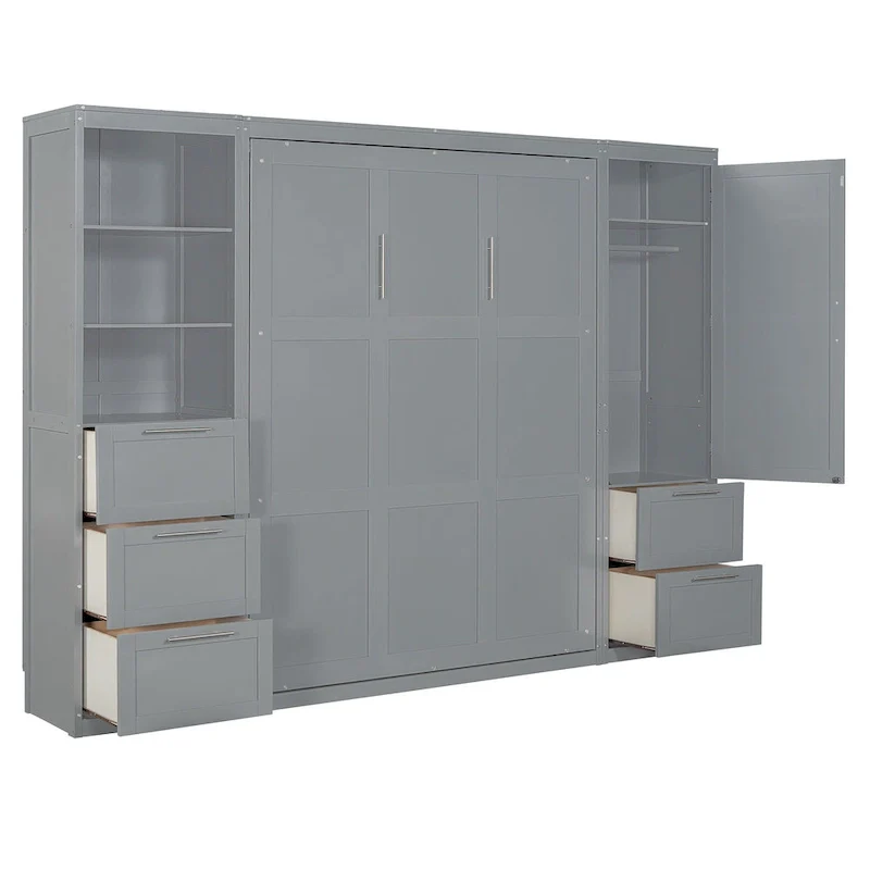 Modern Queen Murphy Bed with Closet and Drawers