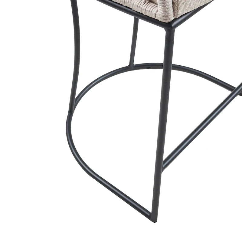 Natural/Dark Gray Woven Rope Back Counter Stool, 1-Person