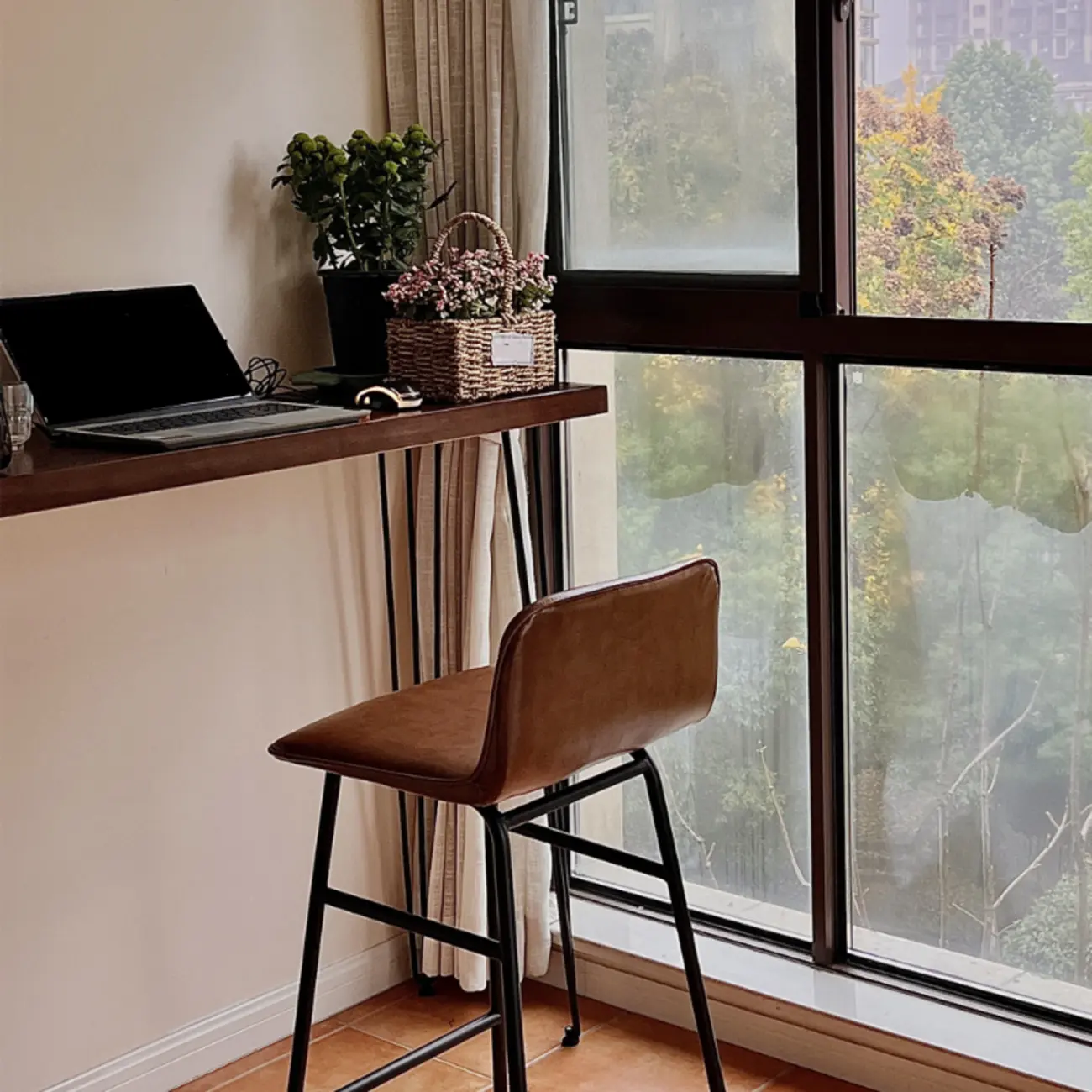 Modern Cocoa Wooden Steel Hairpin Legs Bar Tables