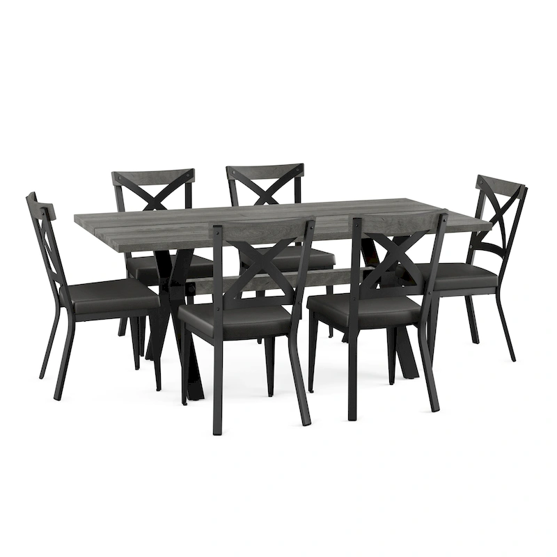 Amisco Leonie Wood Table and Snyder Chairs 7-Pieces Dining Set