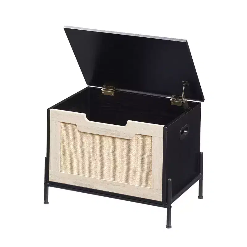 GustoWave Storage Ottoman Footrest, Square Rattan Foot Rest Stool, Small Folding Storage Ottoman Cube, for Living Room, Bedroom