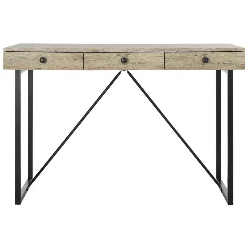 Hilton 3 Drawer Desk - DSK2206 - Rustic Brown/Black - Safavieh