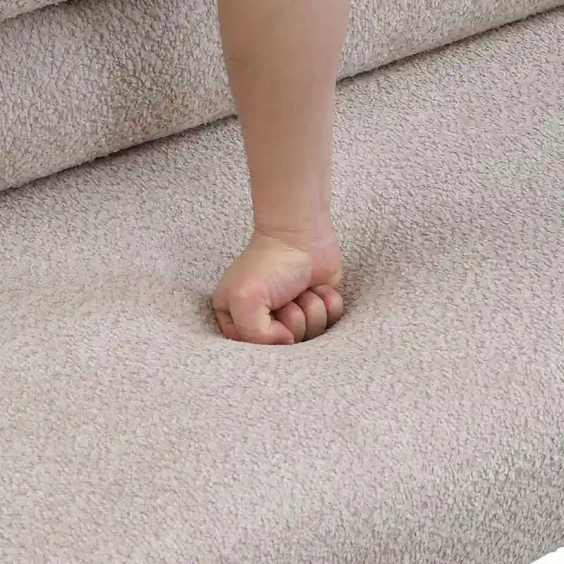 Boucle Fabric Dining Bench - Rubber Wood Legs